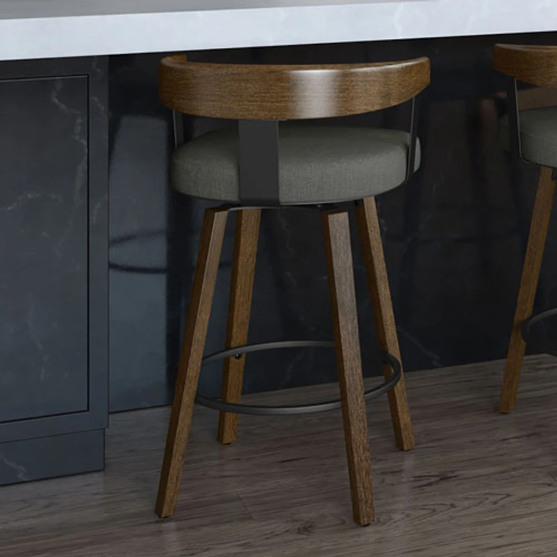 Tabouret de bar contemporain à hauteur de comptoir Cohen - Anthracite/Brun