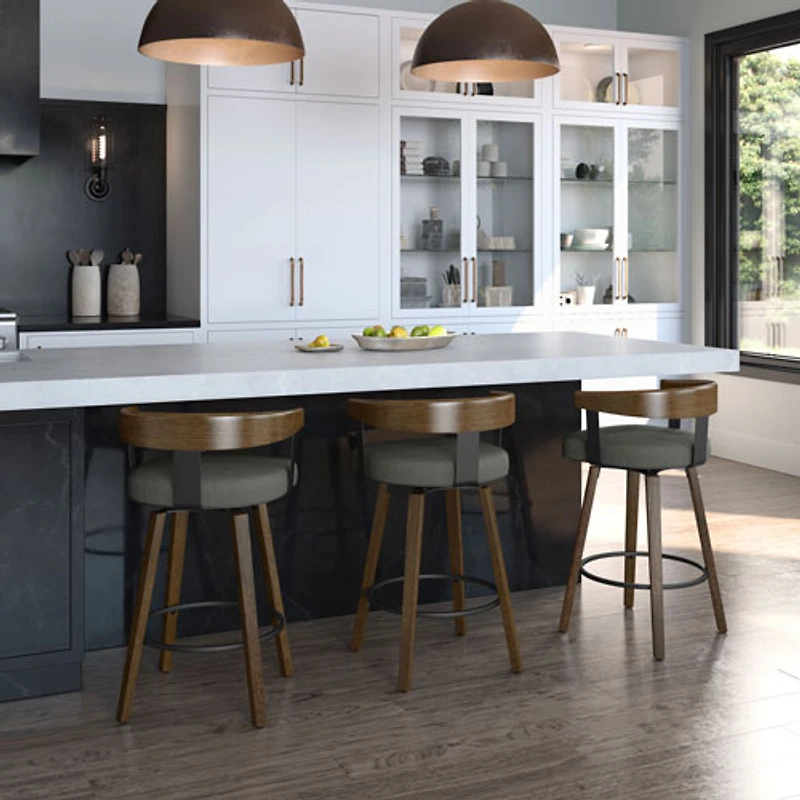 Tabouret de bar contemporain à hauteur de comptoir Cohen - Anthracite/Brun