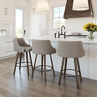 Ramon Traditional Counter Height Barstool - Beige Brown Woven/Brown
