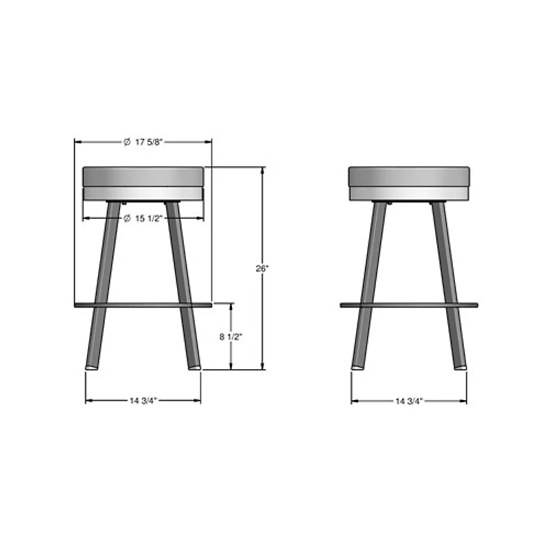 Swice Modern Polyester Counter Height Barstool - Light Grey/Metallic Grey