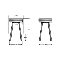 Swice Modern Polyester Counter Height Barstool - Light Grey/Metallic Grey