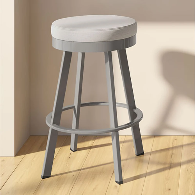 Tabouret de bar moderne à hauteur de bar en polyester Swice - Gris pâle/Gris métallique