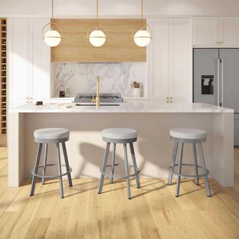 Tabouret de bar moderne à hauteur de bar en polyester Swice - Gris pâle/Gris métallique