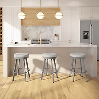 Tabouret de bar moderne à hauteur de bar en polyester Swice - Gris pâle/Gris métallique