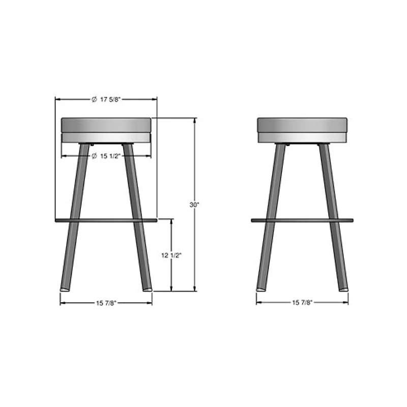 Tabouret de bar moderne à hauteur de bar en polyester Swice - Gris pâle/Gris métallique