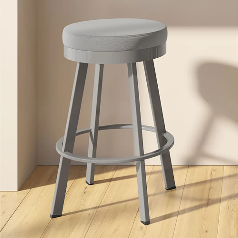 Tabouret de bar moderne à hauteur de bar en polyester Swice - Gris/Gris métallique