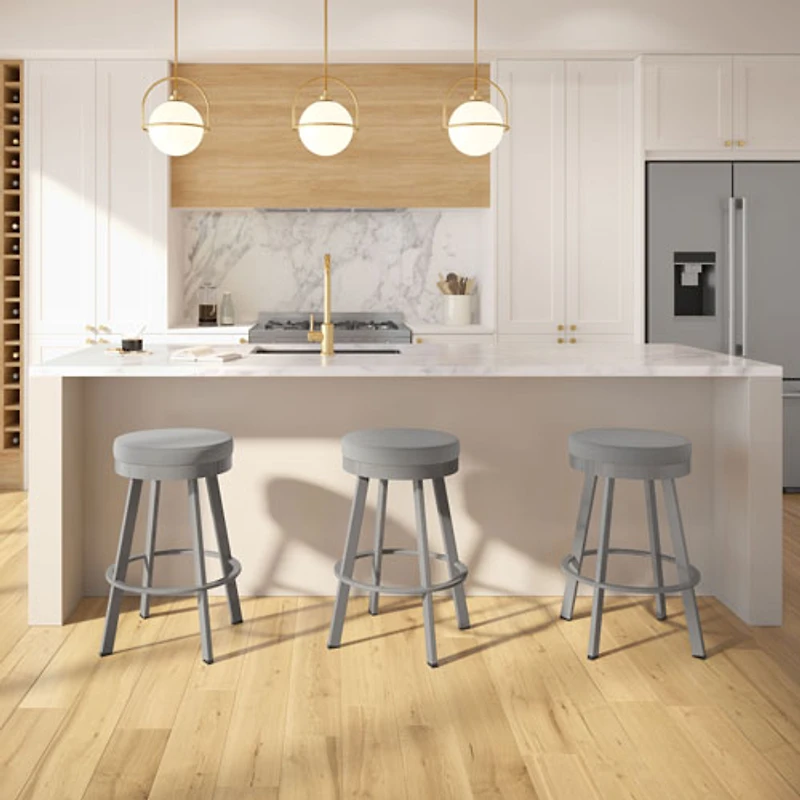 Tabouret de bar moderne à hauteur de bar en polyester Swice - Gris/Gris métallique