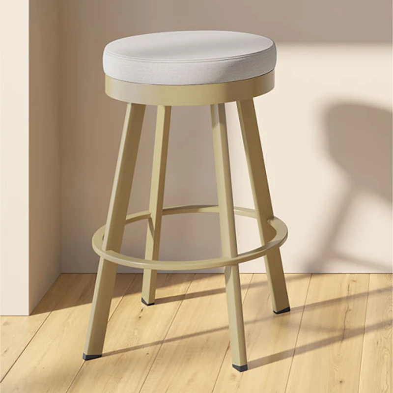 Swice Modern Polyester Bar Height Barstool - Light Grey/Golden