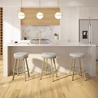 Swice Modern Polyester Bar Height Barstool - Light Grey/Golden