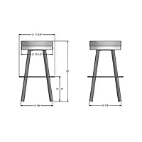 Swice Modern Polyester Bar Height Barstool - Light Grey/Golden