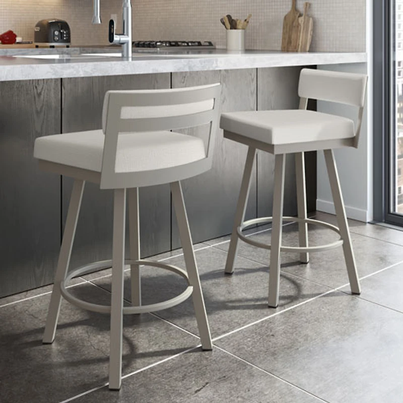 Tabouret de bar contemporain à hauteur de comptoir Travis - Beige-gris/Gris