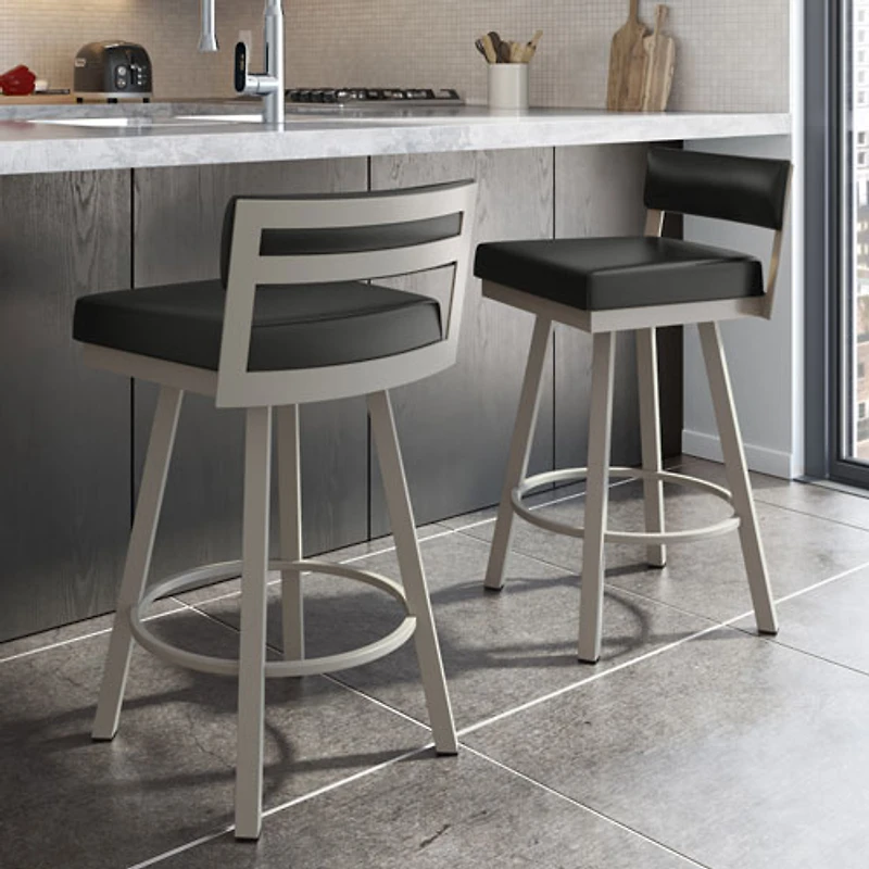 Travis Contemporary Counter Height Barstool - Black/Grey