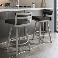 Travis Contemporary Counter Height Barstool - Black/Grey