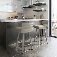 Tabouret de bar contemporain à hauteur de bar Travis - Grège/Gris