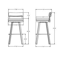 Tabouret de bar contemporain à hauteur de bar Travis - Grège/Gris