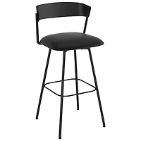 Tabouret de bar contemporain en similicuir à hauteur de bar Ludwig - Noir