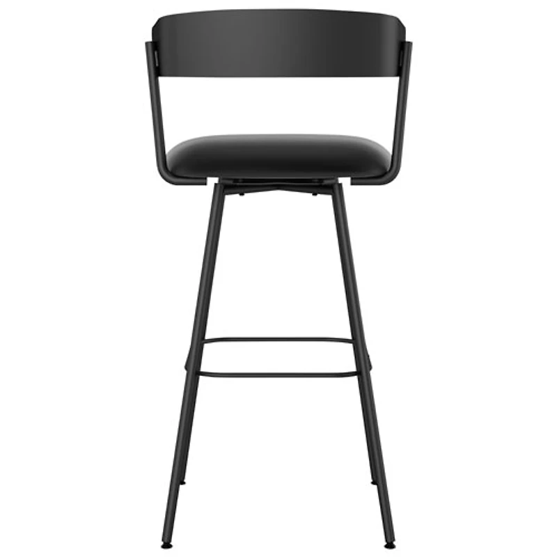 Tabouret de bar contemporain en similicuir à hauteur de bar Ludwig - Noir