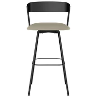 Tabouret de bar contemporain en similicuir à hauteur de comptoir Ludwig - Grège/Noir