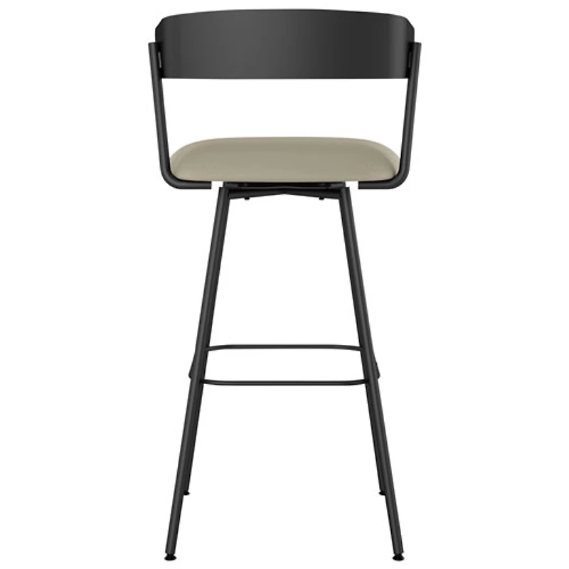 Ludwig Contemporary Faux Leather Bar Height Barstool - Greige/Black