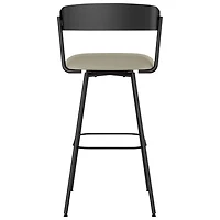 Ludwig Contemporary Faux Leather Bar Height Barstool - Greige/Black