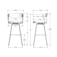 Ludwig Contemporary Faux Leather Bar Height Barstool - Greige/Black