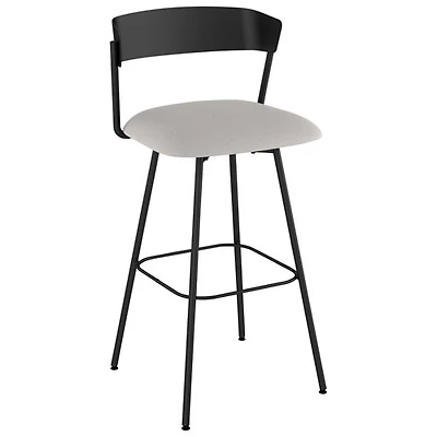 Tabouret de bar contemporain en polyester à hauteur de bar Ludwig - Gris pâle/Noir