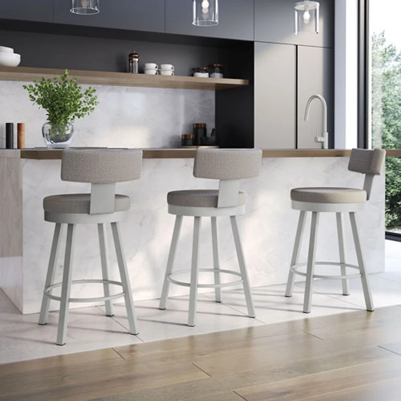 Morgan Contemporary Polyester Counter Height Barstool - Silver Grey/Shiny Grey