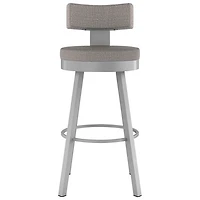Morgan Contemporary Polyester Bar Height Barstool - Silver Grey/Shiny Grey