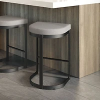Lester Contemporary Bar Height Barstool - Grey and Beige/Black