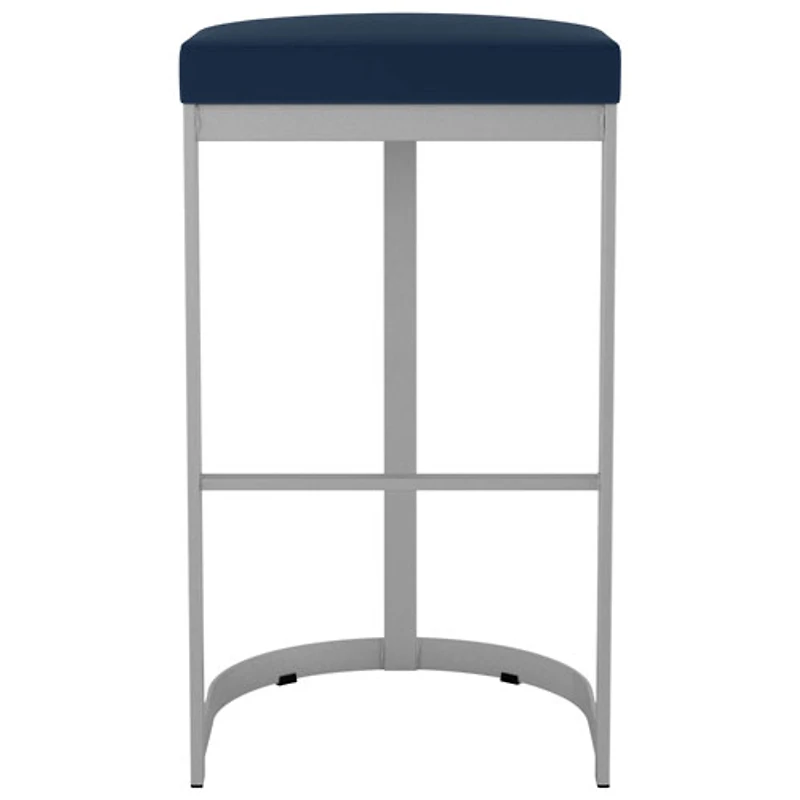 Tabouret de bar contemporain à hauteur de bar Lester - Bleu/Gris brillant