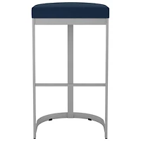 Tabouret de bar contemporain à hauteur de bar Lester - Bleu/Gris brillant