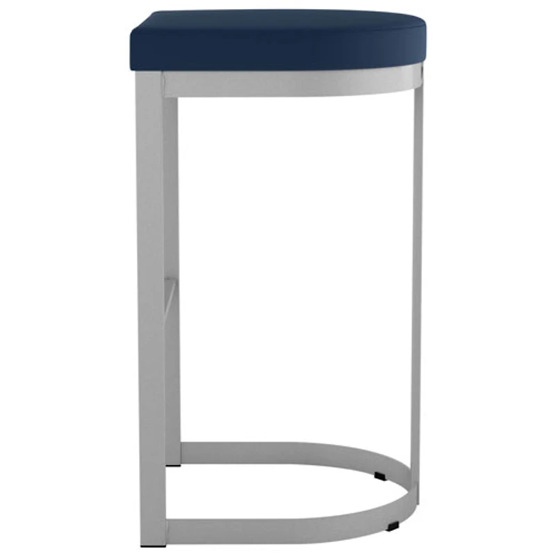 Tabouret de bar contemporain à hauteur de bar Lester - Bleu/Gris brillant