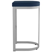 Tabouret de bar contemporain à hauteur de bar Lester - Bleu/Gris brillant