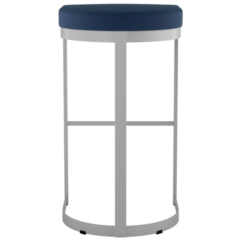 Tabouret de bar contemporain à hauteur de bar Lester - Bleu/Gris brillant