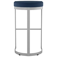 Tabouret de bar contemporain à hauteur de bar Lester - Bleu/Gris brillant