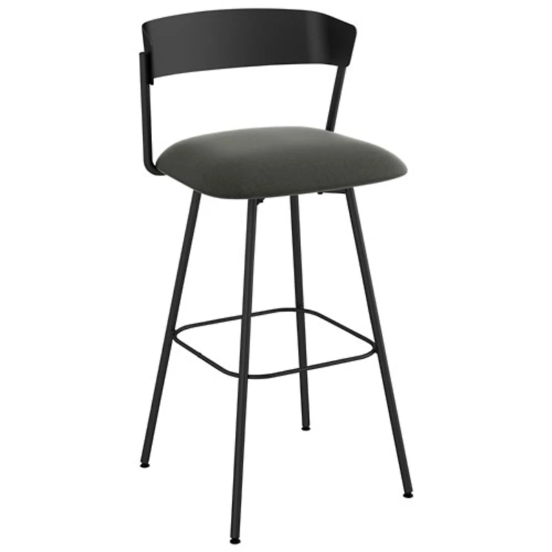 Ludwig Contemporary Polyester Counter Height Barstool - Charcoal Grey/Black