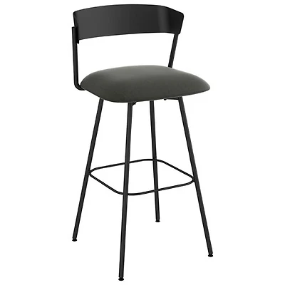 Ludwig Contemporary Polyester Counter Height Barstool - Charcoal Grey/Black