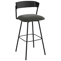Ludwig Contemporary Polyester Counter Height Barstool - Charcoal Grey/Black
