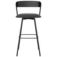 Ludwig Contemporary Polyester Counter Height Barstool - Charcoal Grey/Black