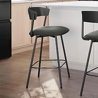 Ludwig Contemporary Polyester Counter Height Barstool - Charcoal Grey/Black