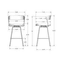 Ludwig Contemporary Polyester Counter Height Barstool - Charcoal Grey/Black