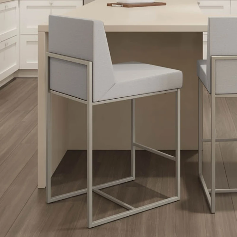 Tabouret de bar traditionnel à hauteur de bar Derry - Gris pâle/Gris