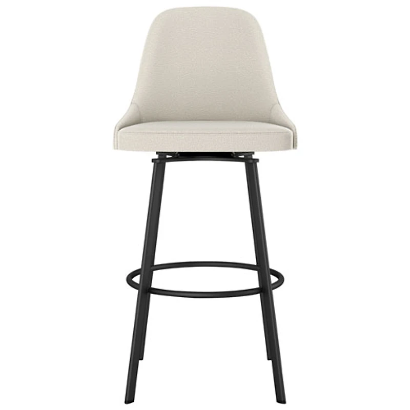 Tabouret de bar contemporain en polyester à hauteur de comptoir Harper - Tissu bouclé crème/Noir