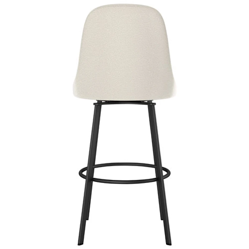 Tabouret de bar contemporain en polyester à hauteur de comptoir Harper - Tissu bouclé crème/Noir