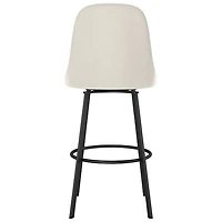 Tabouret de bar contemporain en polyester à hauteur de comptoir Harper - Tissu bouclé crème/Noir