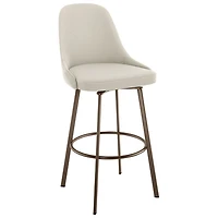 Harper Contemporary Polyester Counter Height Barstool - Cream Boucle/Bronze
