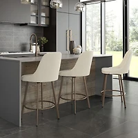 Harper Contemporary Polyester Counter Height Barstool - Cream Boucle/Bronze