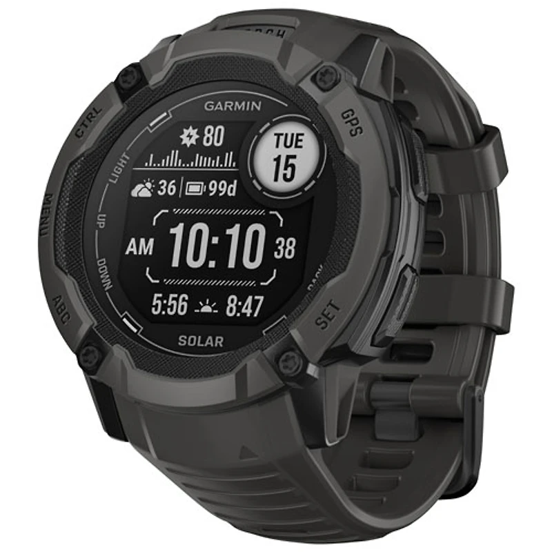 Montre intelligente multisport Bluetooth de 53 mm Instinct 2X Solar de Garmin - Graphite