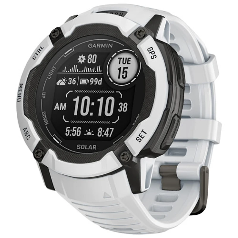Montre intelligente multisport Bluetooth de 53 mm Instinct 2X Solar de Garmin - Blanc