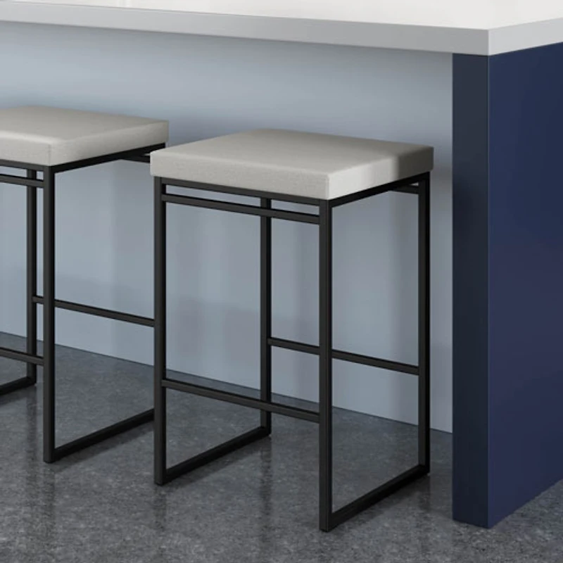 Tabouret de bar contemporain à hauteur de bar Easy - Gris tissé/Noir